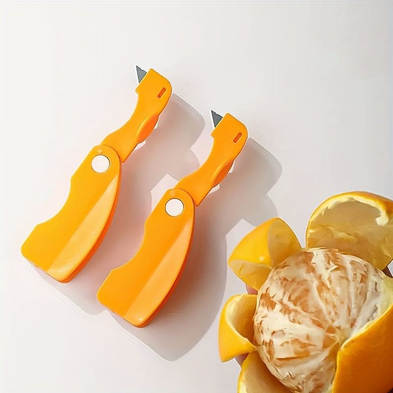 Pelador de Naranjas Plegable Portátil – Multifuncional, Fácil de Agarrar, Cortador y Pelador de Frutas de Metal, No Necesita Electricidad, Seguro para Contacto con Alimentos, Ideal para Uso en Cocina, Pelador para Naranjas