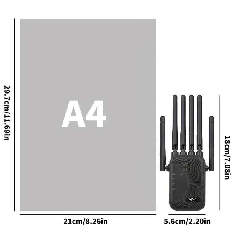 Amplificador de señal -1200Mbps-2.4G/5GH2.WIFI Mezclador de señal WIFI, Amplificador de señal WIFI, Señal fuerte, Segmento de alta velocidad, Soporta MIF1-6, 6 antenas potentes, Adecuado para hogares, centros comerciales, cafeterías