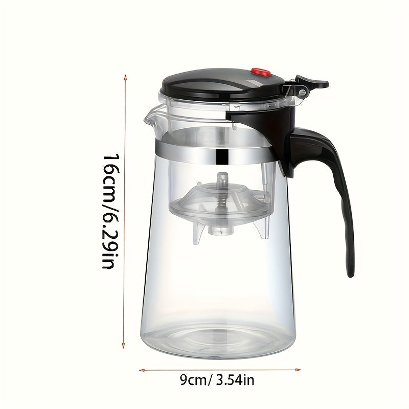 Infusor de Té Elegante con Separación de Un Clic para Uso en Casa, Tetera de Vidrio y Vaso para Preparar Tés