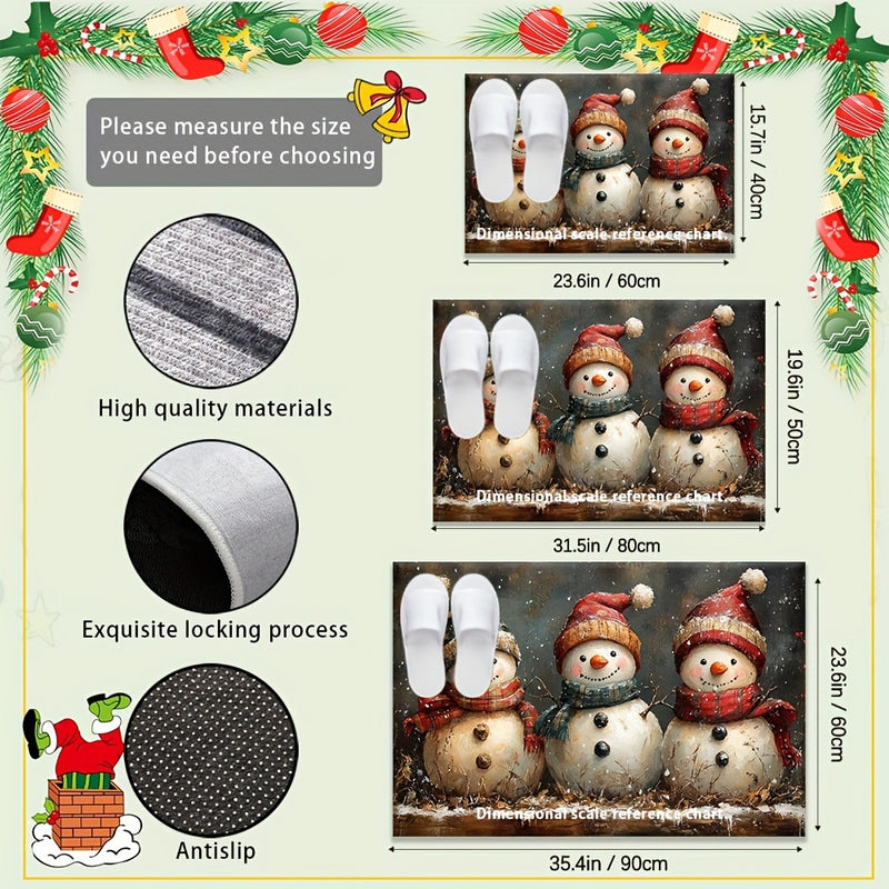 Felpudo navideño de bienvenida para puerta, con respaldo de goma antideslizante, lavable a máquina, alfombra trenzada rectangular de poliéster, tapete ligero para interiores y exteriores para entradas, salas de estar, baños y balcones, decoración navideñ