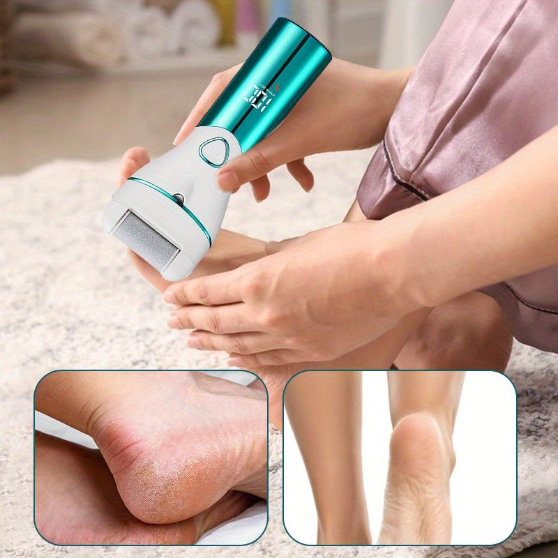 1 juego de limpiadores de pies eléctricos con carga USB, uso portátil conveniente para pies ásperos, elimina exceso de piel muerta beige con diferentes molinillos y accesorios, transformando pies limpios y suaves en un regalo para amigos y familiares!