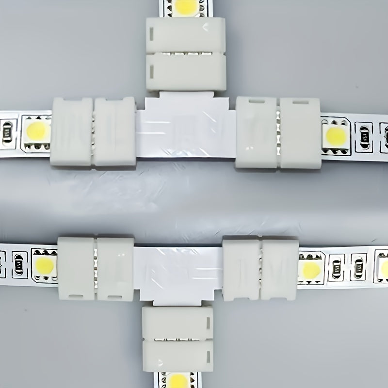 Conectores para tiras de luces LED metálicos, 6/10 piezas, extensión sin espacios de 4 pines RGB SMD 5050, sin soldadura ni electricidad, accesorios para iluminación en riel sin baterías
