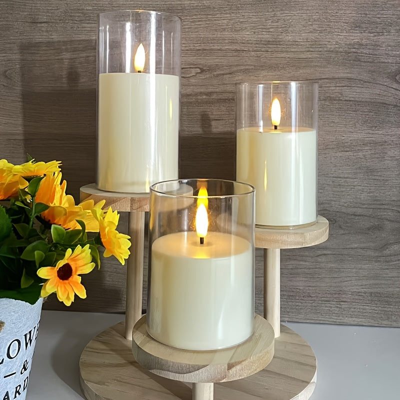 Conjunto de 3 Piezas de Velas Electrónicas con Control Remoto y Luz LED, Lámpara Decorativa para Crear Ambiente Romántico en Vacaciones, Vela Electrónica LED Sin Humo, Ideal para Bodas, Propuestas, Navidad, San Valentín y Fiestas Corporativas