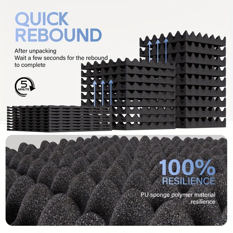 12 piezas - 12x12x1,18/12x12x2 pulgadas Caja de huevos Estudio de música Acústica Paneles de espuma aislante, Paneles de absorción de sonido aerodinámicos, Paneles de absorción de sonido de bajo rápido, Paneles de pared aislantes de alta densidad para pa