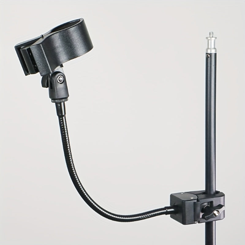 Soporte de micrófono profesional con manguera metálica flexible, soporte portátil ajustable para microfonía con cuello flexible, pinza potente McSpring McClamp, perilla de bloqueo práctica, ideal para transmisiones en vivo, podcasts y grabaciones, base u