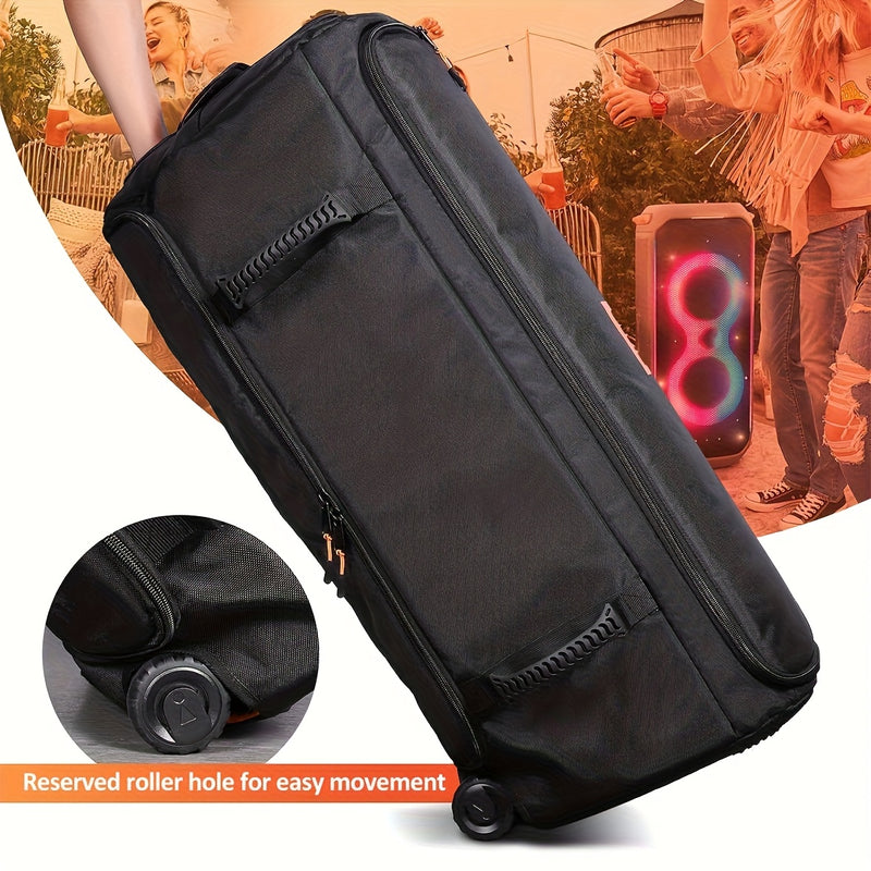 Bolsa de reemplazo para PartyBox 710, bolso y mochila portátil de tela resistente con asas ergonómicas y correas acolchadas, bolsillos de malla para viajes, exteriores y fiestas (negro/naranja), bolsa de viaje plegable, accesorio de audio elegante
