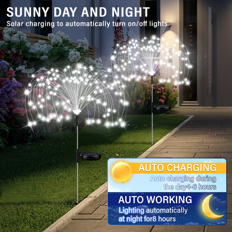Luz de fuegos artificiales de jardín solar, luz decorativa de jardín solar exterior LED, IP65, alta calidad, iluminación de paisaje DIY para caminos, patios, decoraciones navideñas.