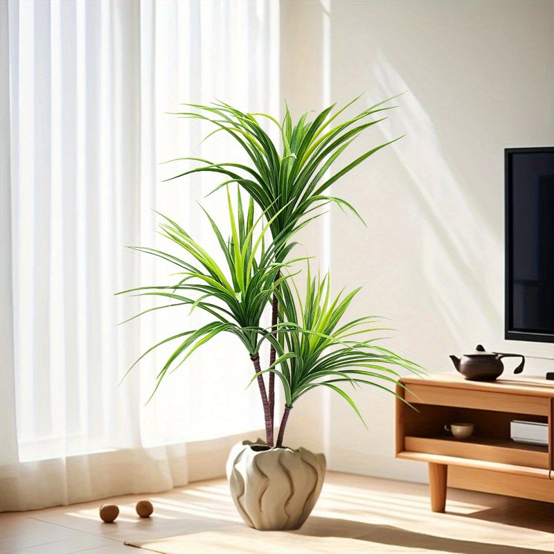 1pc 3-Cabezas Dracaena Planta Artificial - Plástico Resistente a los Rayos UV para Decoración de Interior/Exterior, Bodas, Jardín, Patio, Sesiones de Fotos - Sin Mantenimiento Regalo de Vacaciones para Acción de Gracias, Navidad, Día de la Madre, Día del
