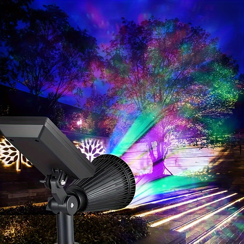 Foco de Árbol con LED Alimentado por Energía Solar para Paisajismo Exterior - Impermeable IPX4, Luz Roja, Iluminación Portátil para Jardín y Patio, Material Plástico, Instalación Fácil en el Suelo, Luces Solares para Jardín
