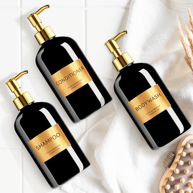 Juego de 3 dispensadores recargables para champú y acondicionador GAONLY, botellas con bomba plástica de 16.9 oz, independientes, sin necesidad de electricidad, accesorio ideal para baño y regalo de Navidad