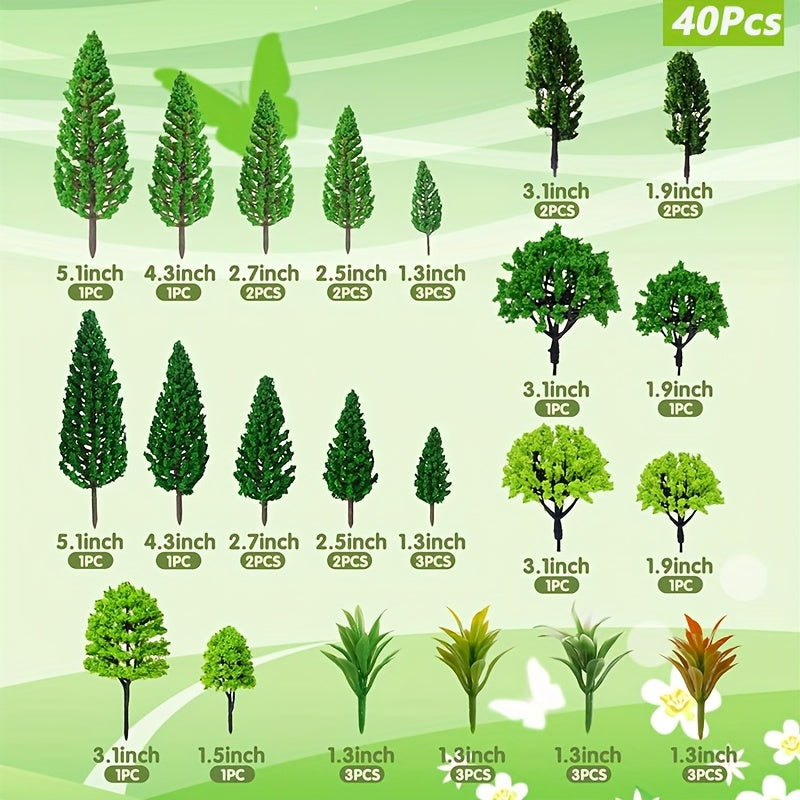 60 árboles modelo de 1.3 a 10.92 cm, árboles mixtos para paisajes de tren, árboles arquitectónicos y árboles artificiales para manualidades DIY, maquetas y paisajes verdes naturales