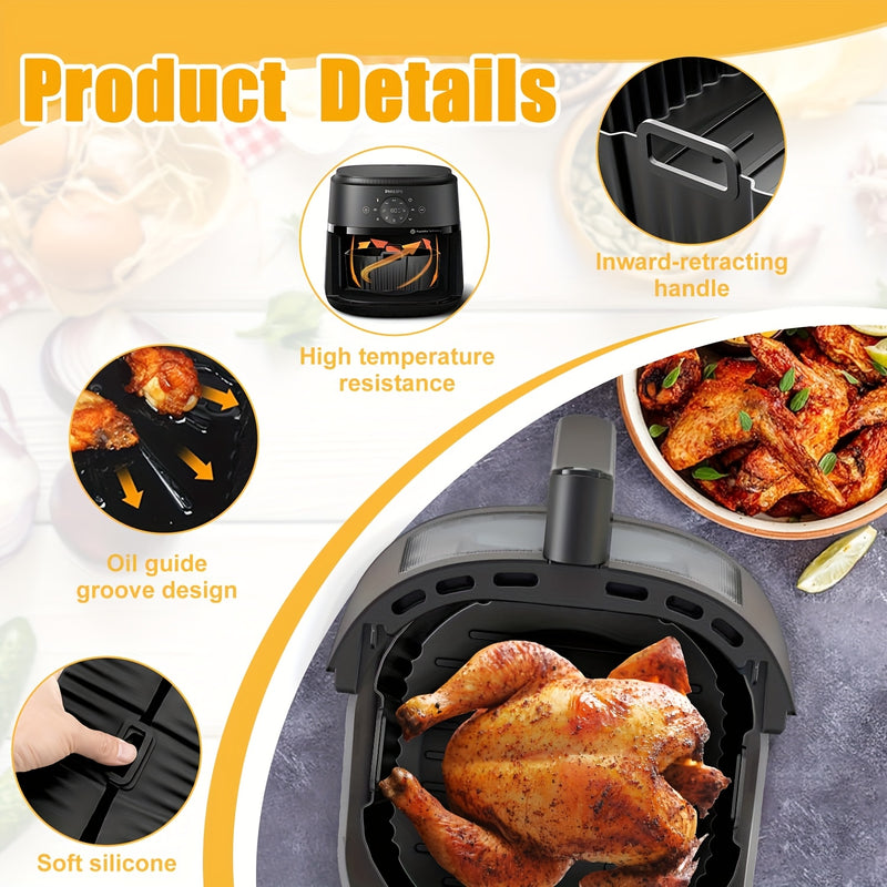 Accesorio de Silicona para Airfryer, Molde de Silicona para Cosori TurboBlaze 6L/6.2L, Inserto de Silicona para Air Fryer Cosori CP158-of 5.5L, Accesorios para Casserole Dish en la Serie Philips 2000 6.2L