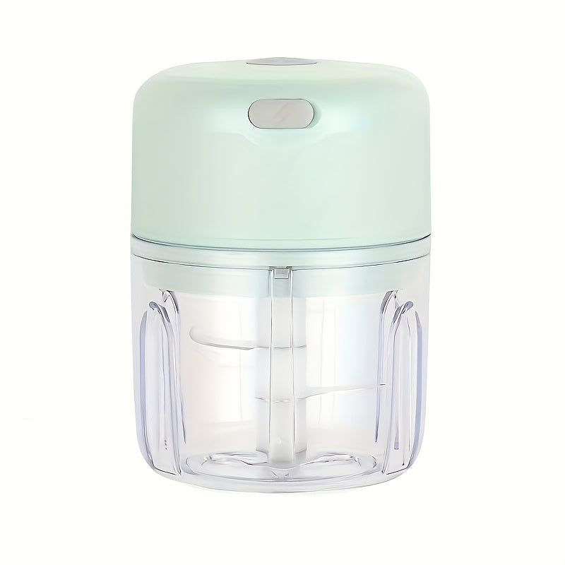 1pc Picadora Eléctrica Mini - Recargable USB 8.45oz con Cuchilla de Acero Inoxidable de 3 Hojas, Motor de 1200 RPM para Picar Cebolla, Chile, Apio y Jengibre - Utensilio de Cocina y Camping, Regalo Ideal de Cumpleaños, Cortador y Diccionario de Alimentos