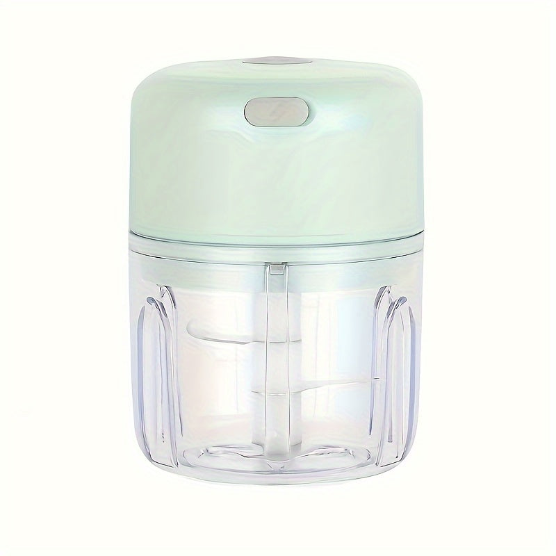 1pc Picadora Eléctrica Mini - Recargable USB 8.45oz con Cuchilla de Acero Inoxidable de 3 Hojas, Motor de 1200 RPM para Picar Cebolla, Chile, Apio y Jengibre - Utensilio de Cocina y Camping, Regalo Ideal de Cumpleaños, Cortador y Diccionario de Alimentos