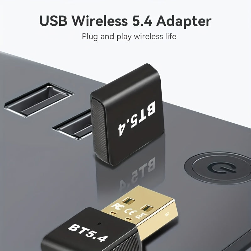 Adaptador inalámbrico USB BT5.4 - Sonido de alta definición, baja latencia, resistente a interferencias, compatible con Windows 11/10/8.1/7, compatible con audífonos, bocinas, teclado, mouse, impresora - No necesita batería, conexión múltiple, adaptador