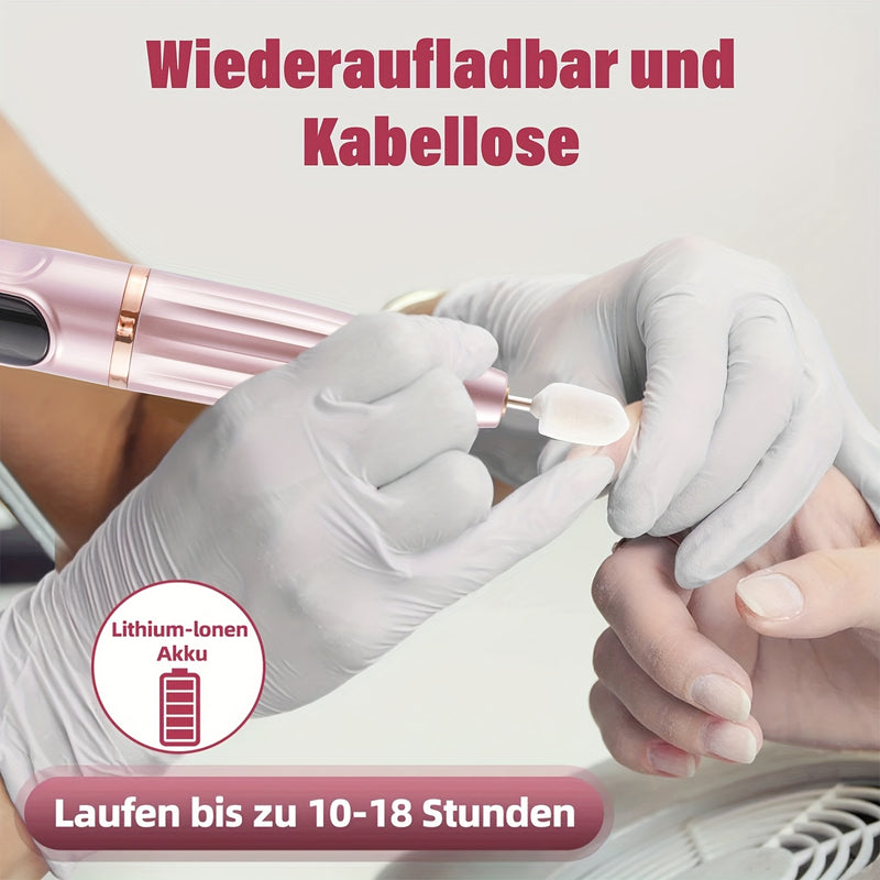 Kit de Taladro para Uñas Recargable sin varillas - Lima Eléctrica Profesional sin Cable con Velocidades Ajustables, Bajo Ruido y Vibración, Base de Carga Inalámbrica y Batería de Larga Duración para Manicura en Gel y Acrylic