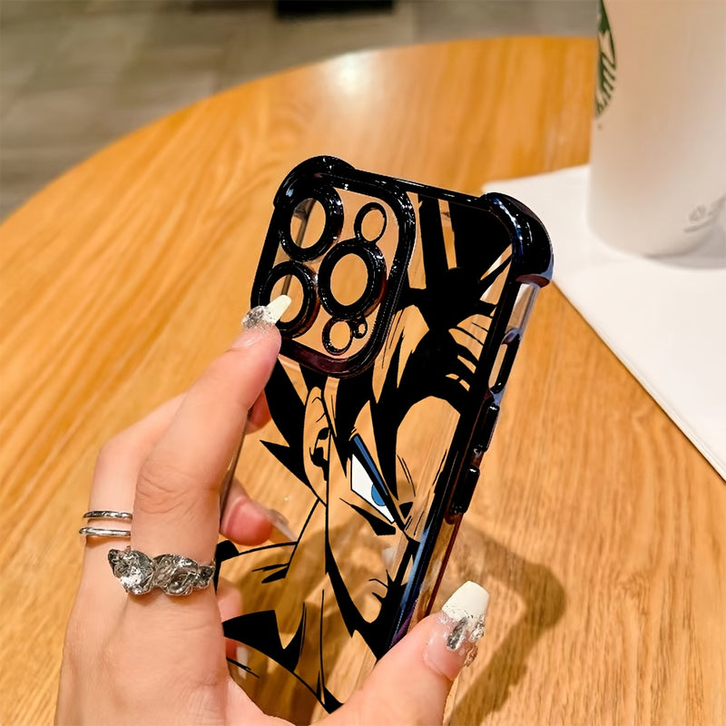 Funda para iPhone 16, 15, 14, 13, 12, 11 Pro Max, X, XR, XS Max, 8, 7 Plus con diseño de Super Saiyajin de anime, trasera transparente suave para protección contra caídas