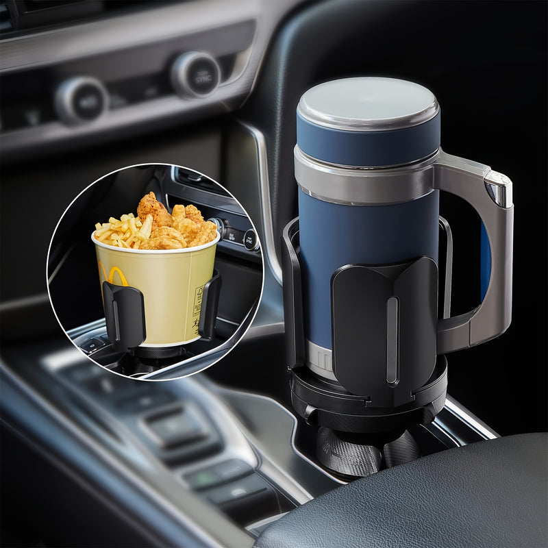 MHO+ALL Soporte de taza expandible para botellas de agua grandes y tazas de café - Base ajustable con brazos extensibles, adaptador de taza universal (negro), ideal para uso en coche, soporte de taza para coche | Soporte de taza ajustable | Soporte de pl