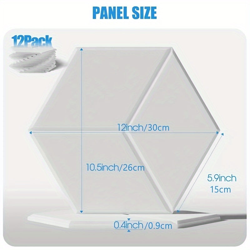 12 paneles acústicos autoadhesivos de 12" x 10" x 0.4" - Paneles insonorizados con alta densidad, diseño de moda en forma de Y, borde biselado, panel de 30x26x0.9cm que absorbe el ruido y elimina los ecos Eid Al-Adha Mubarak