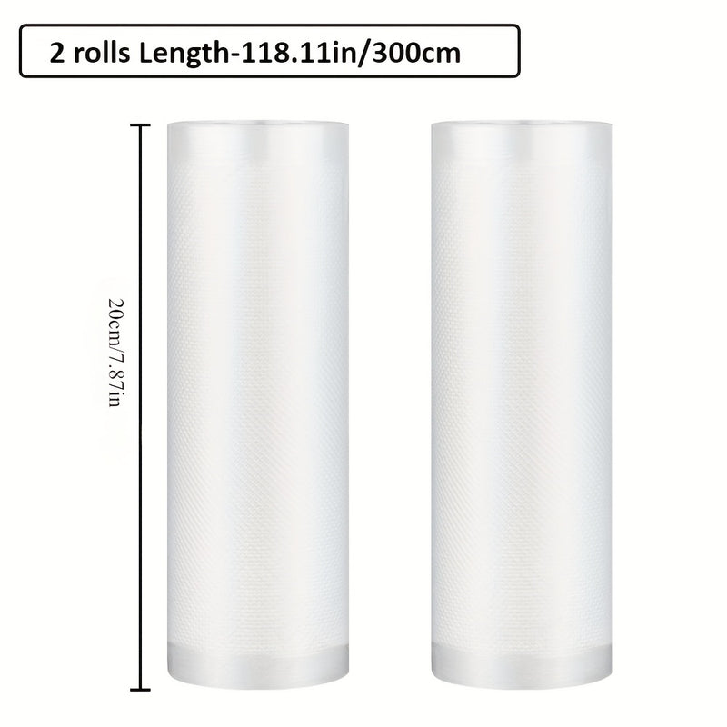 2 Rollos, Bolsas para Sellado al Vacío de Alimentos, Conservación Fresca, Material Grado Alimenticio, Paquete Individual, Uso en Restaurantes y Hogar