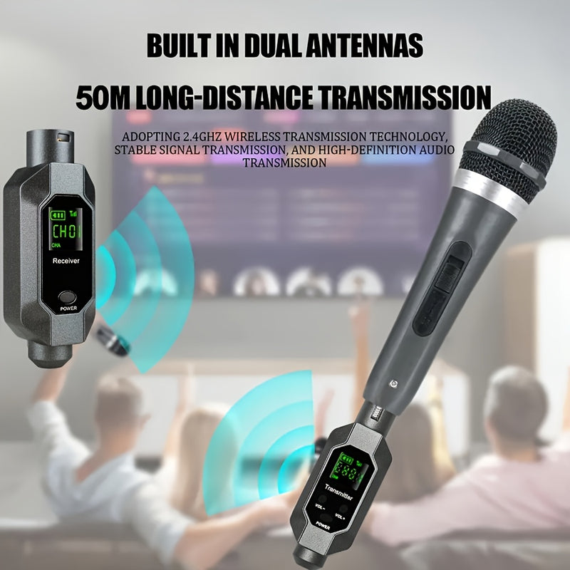 Sistema de MIDI inalámbrico XLR de dos puntos con un solo clic y un solo punto con carga recargable, adecuado para mezcladores, guitarras, bajos, etc. Instrumentos, canto, fiestas, etc. Transmisión inalámbrica de sonido, amplificador de sonido, gran volu
