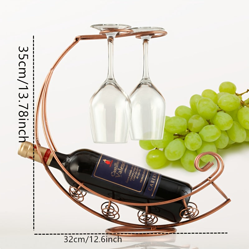 1 pieza, soporte de vino, soporte de copas de vino, soporte de vino rojo, soporte de copas de vino rojo de arte de hierro, adorno moderno de soporte de vino para el hogar