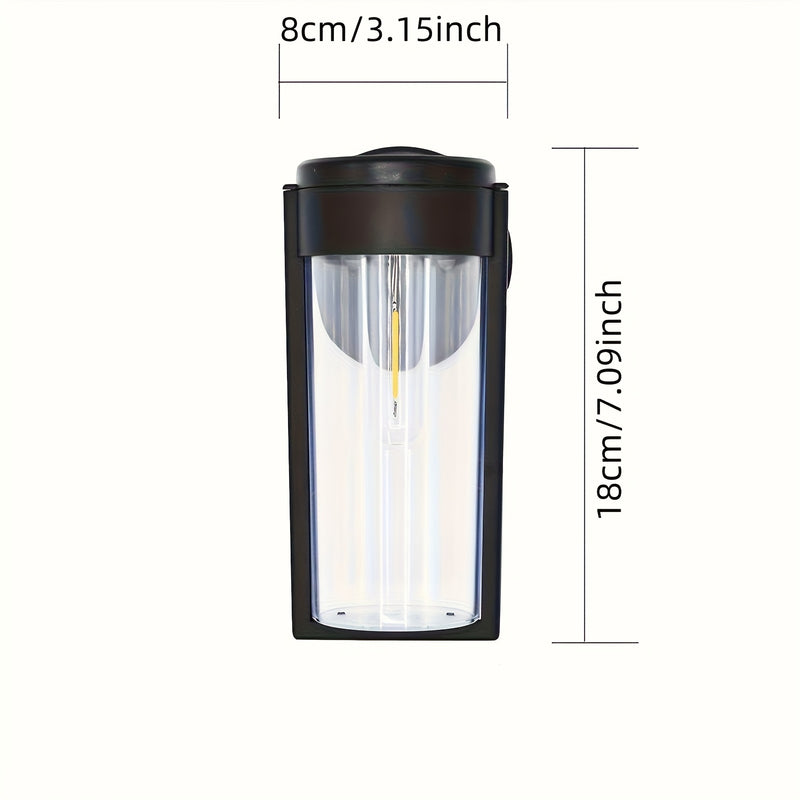 2 luces de pared solares para exteriores con bombillas de filamento de wolframio - Diseño moderno y elegante en negro, sensor automático para jardín, césped, patio, garaje y puerta principal, iluminación decorativa, luces solares para exteriores, ilumina