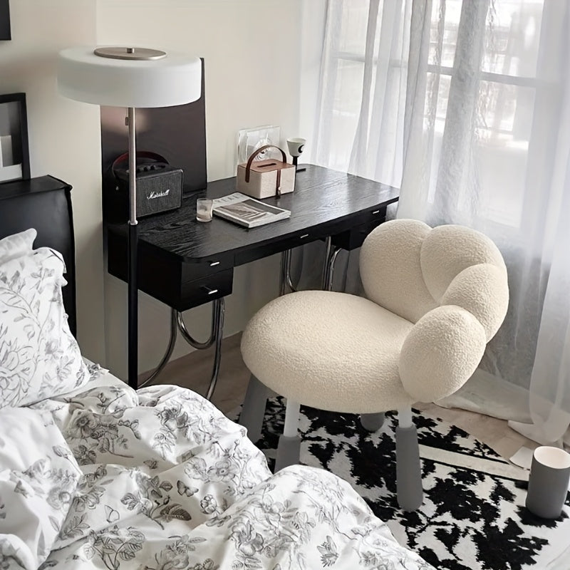 1 banco de vestir, silla estilo crema para maquillaje, escritorio y sillón de computadora, un gran artículo decorativo moderno para el hogar