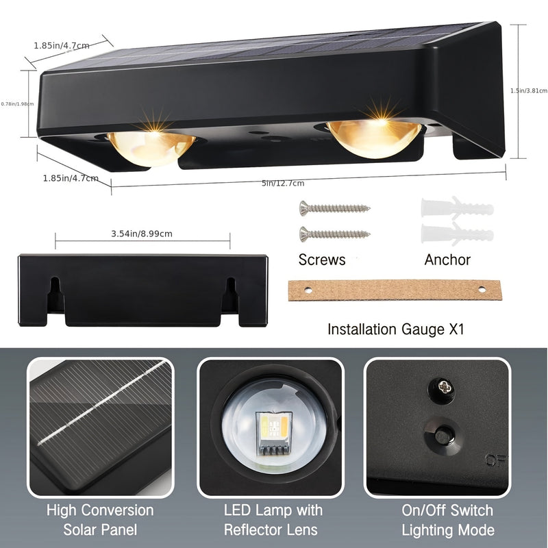 2/4/8pcs Luces Solares para Valla, RGB+Cálido Blanco+Frio Blanco Luces Solares para Valla con 11 Modos de Color, Luces Solares para Pared Exterior, Luces Solares para Terraza, Encendido/Apagado Automático de Anochecer a Amanecer Luces Solares para Jardín