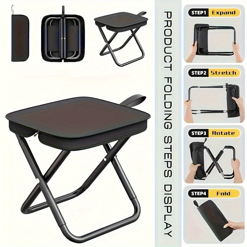 Taburete Plegable de Aleación Ligera con Marco - 1pc Portátil para Acampar y Picnic al Aire Libre con Mochila, Ideal para Adolescentes, Accesorios de Pesca