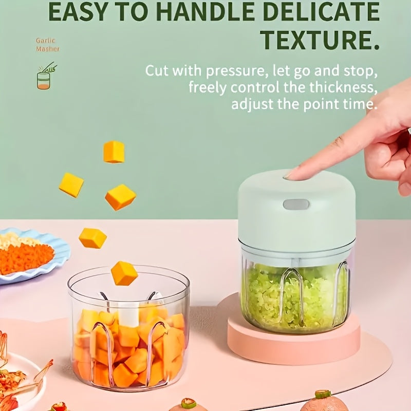 1pc Picadora Eléctrica Inalámbrica con USB, Taza de 250ml, Cuchillas de Acero Inoxidable Resistentes, Licuadora Portátil para Hogar, Viajes y Camping - Ideal para Triturar Carne, Verduras, Salsas - Diseño Compacto con Batería de Litio - Regalo Perfecto p