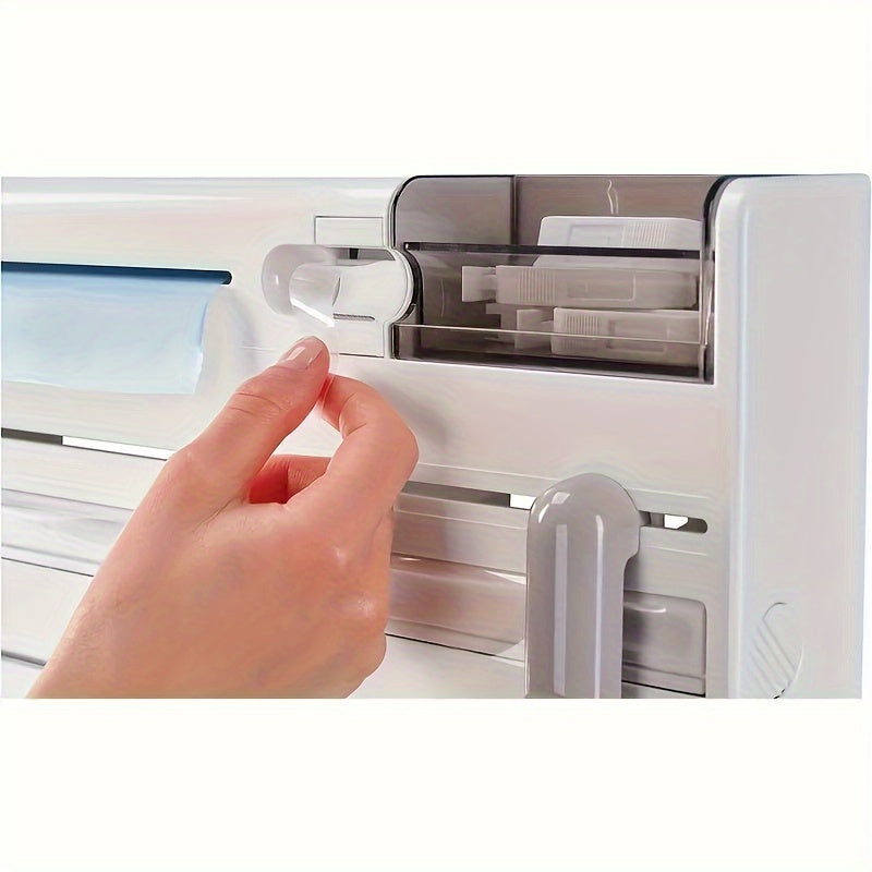 Organizador de cocina de pared 6 en 1 - Dispensador de papel de aluminio multifuncional con soporte de papel, almacenamiento de encimera que ahorra espacio para toallas de papel, servilletas y más, instalación fácil, diseño duradero