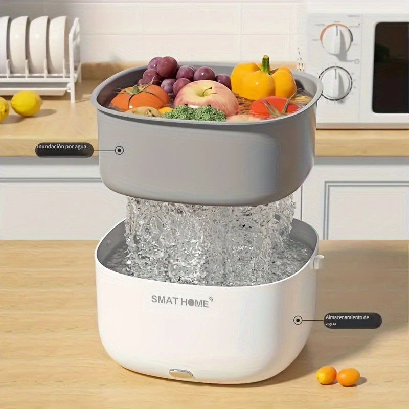 SMAT HOME Lavadora portátil de frutas y verduras, máquina de limpieza multifuncional, alimentada por batería, material PP, ≤36V, sin batería incluida, diseño de mango fácil de arco