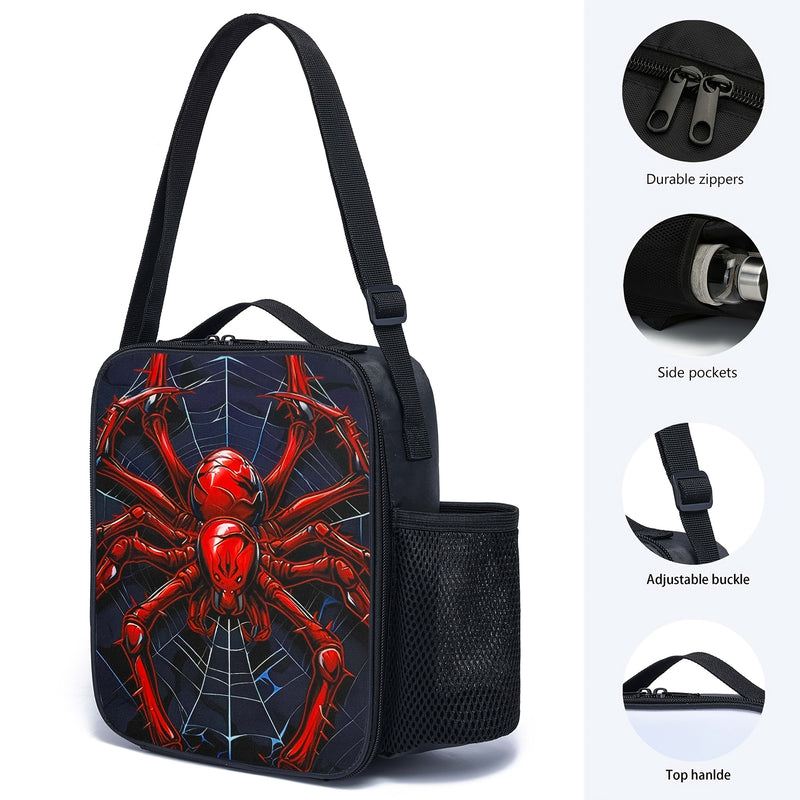 Bolsa de Almuerzo Araña, Tote Aislada para Trabajo, Viajes y Picnics, No Contacto con Comida, Vuelta al Colegio