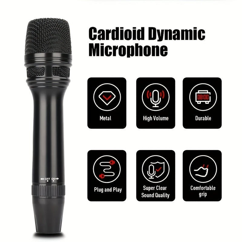 Micrófono dinámico de metal con cable de 5 metros, profesional, de mano, en forma de corazón, de un solo sentido, con interruptor, cable de 5 metros, para actuaciones en vivo y grabaciones, KTV.