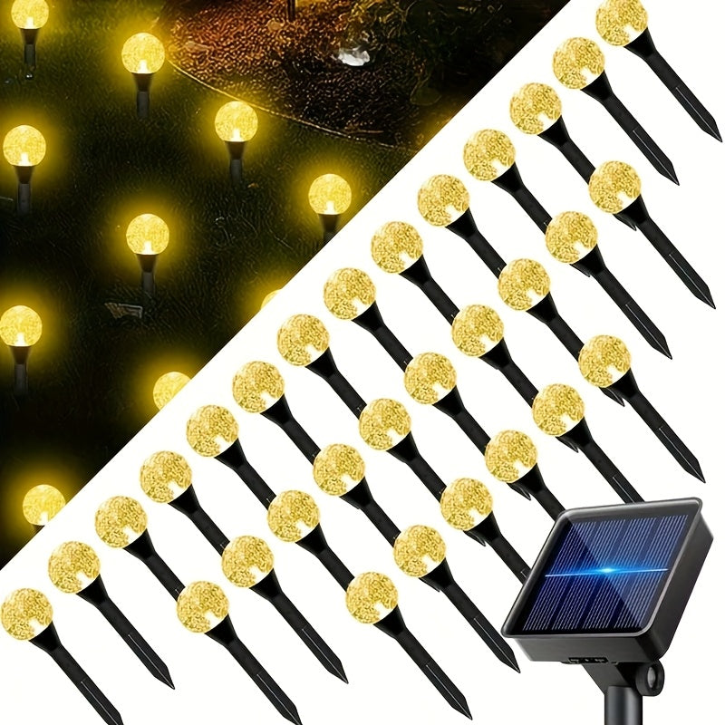 20/40pcs Luces Solares para Jardín, Luces de Césped con 8 Modos de Iluminación, Ahorro Energético y Apagado Automático Diurno – Ideales para Verano, Entradas, Bodas, Fiestas, Camping, Navidad, Acción de Gracias y Decoraciones Cristalinas