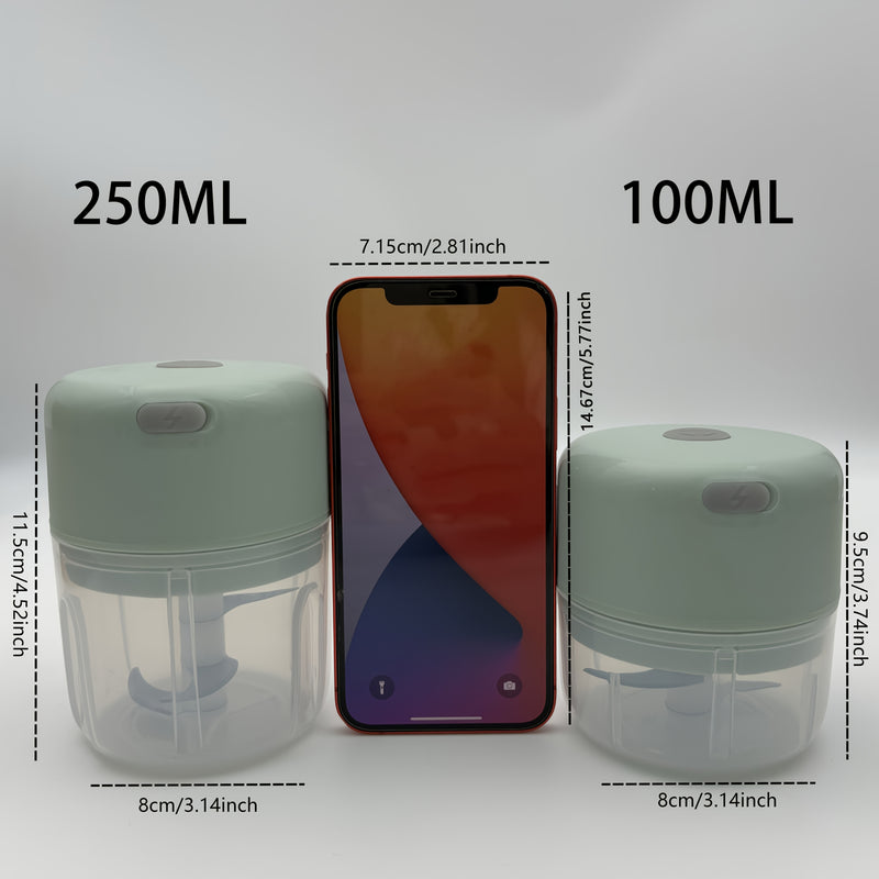1pc Picadora Eléctrica Mini - Recargable USB 8.45oz con Cuchilla de Acero Inoxidable de 3 Hojas, Motor de 1200 RPM para Picar Cebolla, Chile, Apio y Jengibre - Utensilio de Cocina y Camping, Regalo Ideal de Cumpleaños, Cortador y Diccionario de Alimentos