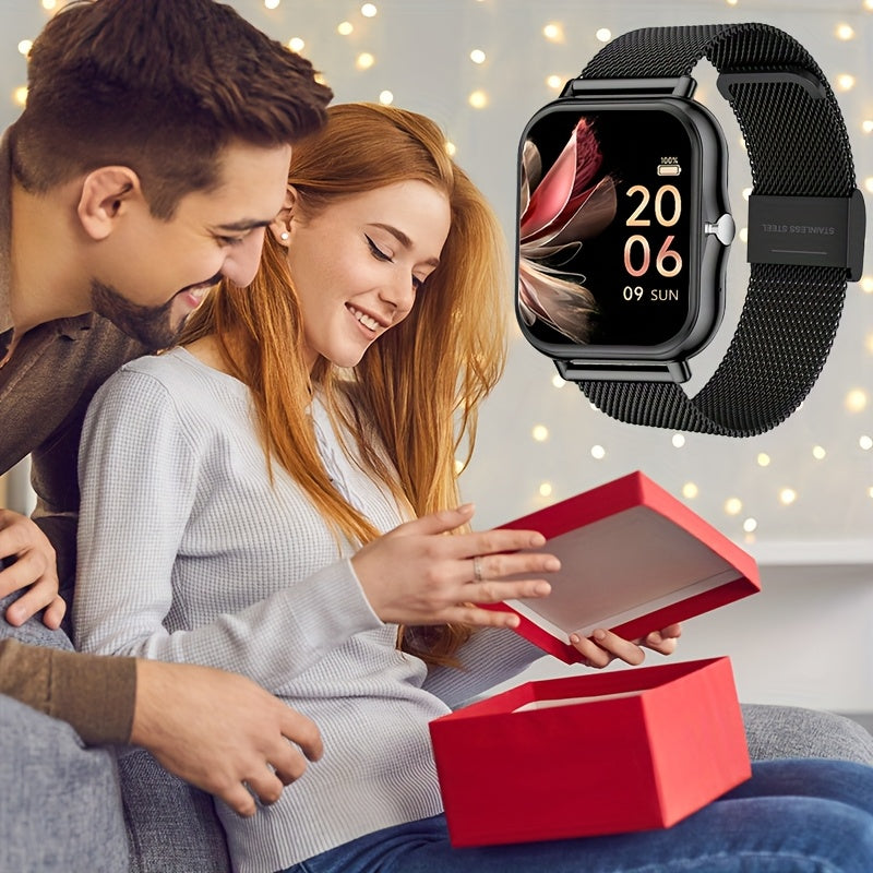 Smartwatch con Correa de Malla de Acero Inoxidable, Modos Deportivos Múltiples, Compatible con Sistemas iPhone y Android, La Mejor Elección para Regalo