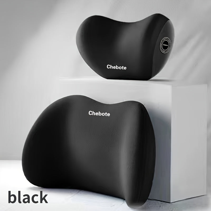 Juego de 2 Almohadas Ergonómicas para Soporte del Cuello y Lomos en el Asiento del Coche - Soporte Cervical de Esponja Ajustable con Almohada de Respaldo para Viajes Largos - Accesorios Cómodos para Viajar, Reduce la Incomodidad, Fibra de Poliéster Tejid