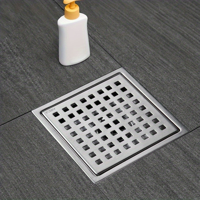 Desagüe de Ducha Cuadrado de Acero Inoxidable 304 con Cubierta Extraíble - Diseño Moderno para Baños y Cocinas, Rejilla Fácil de Limpiar, Base Resistente a la Corrosión, Capturador de Cabello, Colador para Fregadero de Cocina, Estilo Contemporáneo