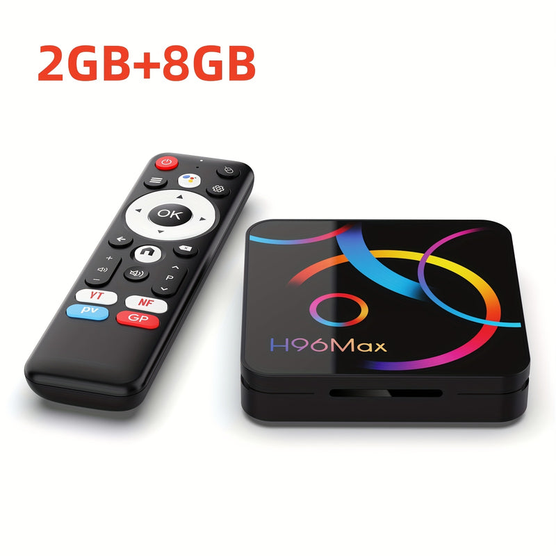 H96 MAX Android 14.0 Smart TV Box RK3518 4K@60fps WiFi 6 y BT 5.4 con voz HDR10, reproductor de medios con Chromecast, navegador, USB y Ethernet, enchufe de 110-220V, control remoto, dispositivo multimedia, dispositivo moderno, alta calidad de pantalla.