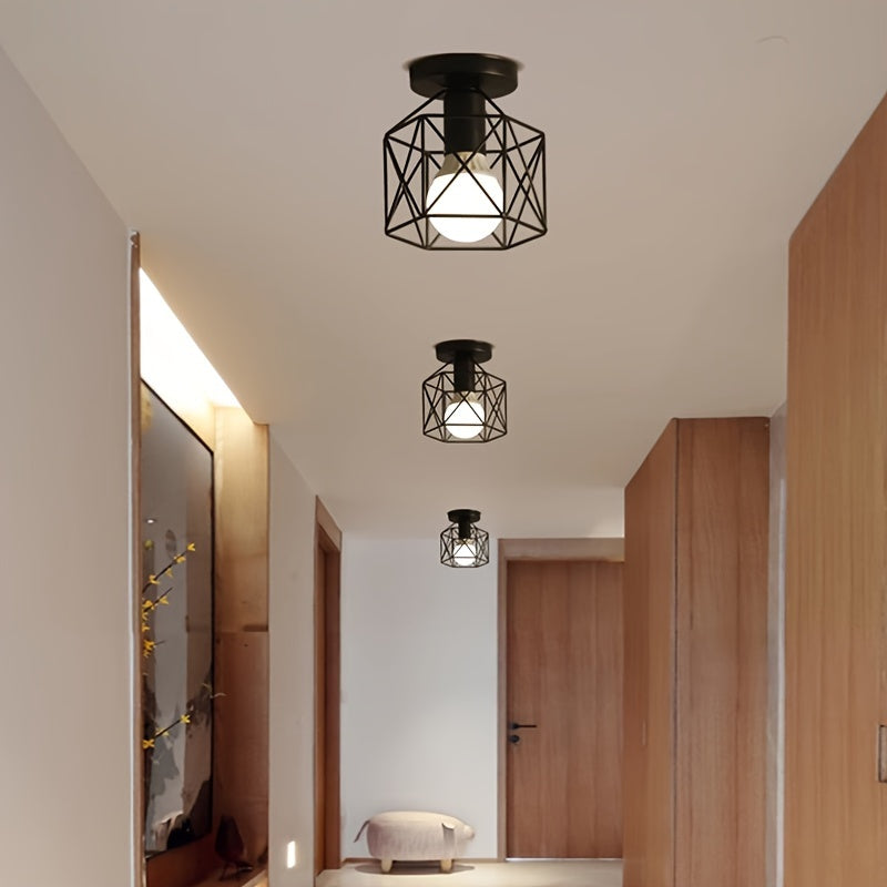 1pc lámpara de techo moderna nórdica negra E27, luz para dormitorio, pasillo, balcón o cocina