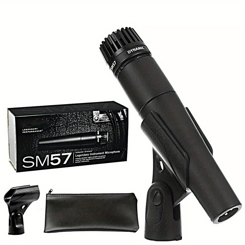 Micrófono vocal legendario SM57 - Micrófono dinámico profesional de metal para canto en escena, karaoke, grabación de B-Box, cableado, conector XLR, negro, actuación en escena | Micrófono profesional | Acabado metálico