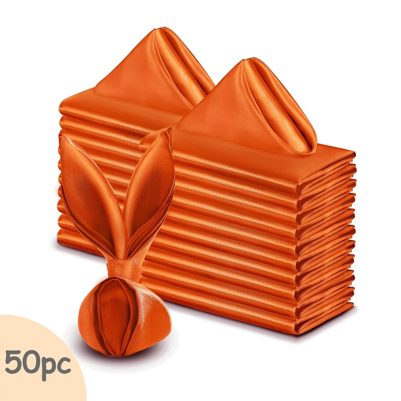 50 pañuelos de tela de poliéster cuadrados de colores sólidos, 100% lavables con bordes dobladillados, para Navidad, fiestas, bodas y cenas