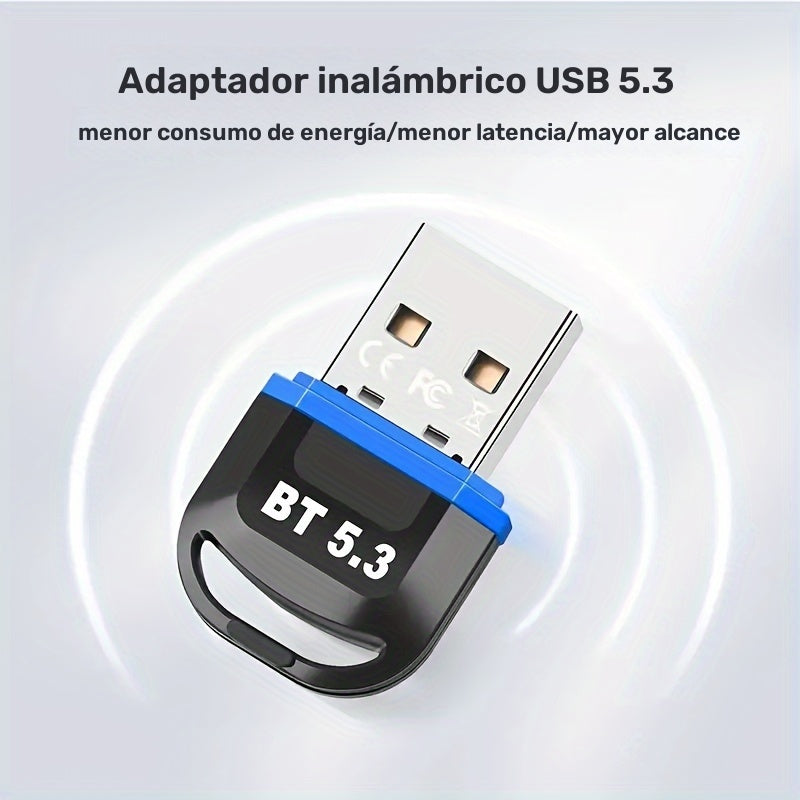 Adaptador de red USB BT5.3, receptor de ultra larga distancia con llave USB, distancia máxima de 20 m/787 pies (distancia abierta), adecuado para ordenadores/auriculares/teclados/ratones/altavoces y otros dispositivos, solo compatible con Windows 11/10/8