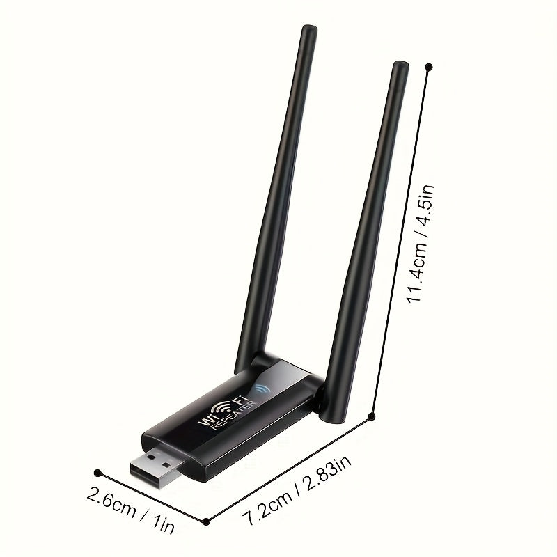 Amplificador de señal WiFi de doble banda de 2.4G con velocidad de 300Mbps, doble antena y control de APP - Configuración fácil, no requiere energía para la mejora de la señal WiFi en interiores, oficina en casa pequeña, diseño moderno, material duradero