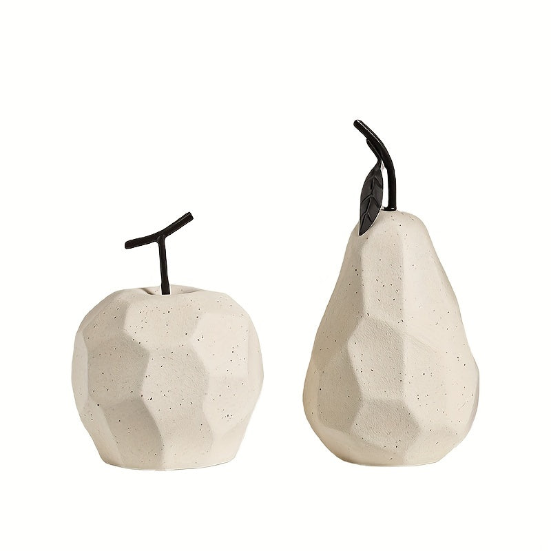 1pc Figura de Fruta de Arcilla Moderna, Diseño de Manzana y Pera, Decoración Temática Espacial para Sala de Estar y Habitación de Jóvenes, Exhibición Versátil para Interior/Exterior, No Necesita Electricidad, Decoración para Sala de Estar