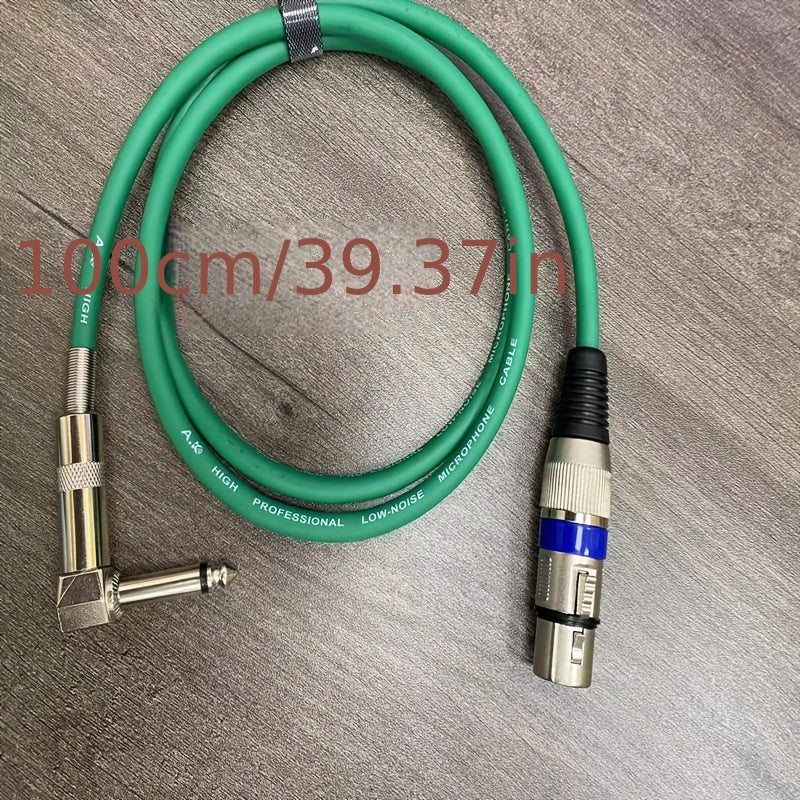 Cable de Audio de Alta Calidad de 6.5mm Macho a Hembra con Conector de Ángulo Recto - Esencial para la Afinación de Micrófonos, Fiestas y Eventos Festivos, Cable Coaxial Verde Duradero