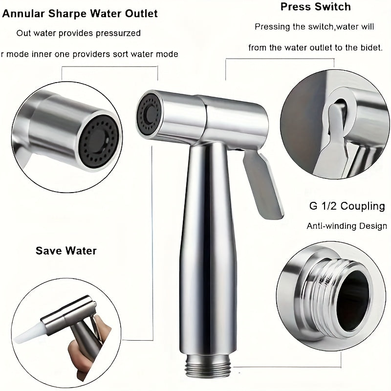 Kit de Ducha Manual de Acero Inoxidable con Manguera de 4.8 Pulgadas y Soporte de Pared - Boquilla Autolimpiable, Impermeable y Resistente, Ideal para Baño, Aseo de Mascotas, Diseño Moderno | Estructura Duradera, Accesorio para Ducha