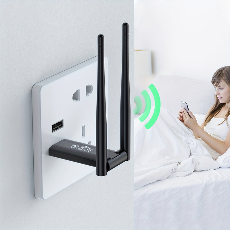 Un amplificador de señal de red inalámbrica USB, extensor de rango WiFi repetidor, potenciador de WiFi de 300Mbps, adecuado para áreas sin señal WiFi en el piso de arriba y abajo.